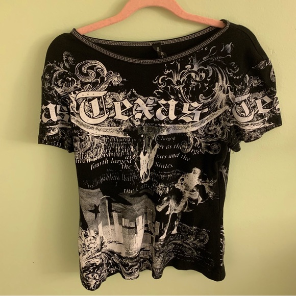 Big Bang Clothing Y2K Texas black and white shirt - Picture 1 of 3